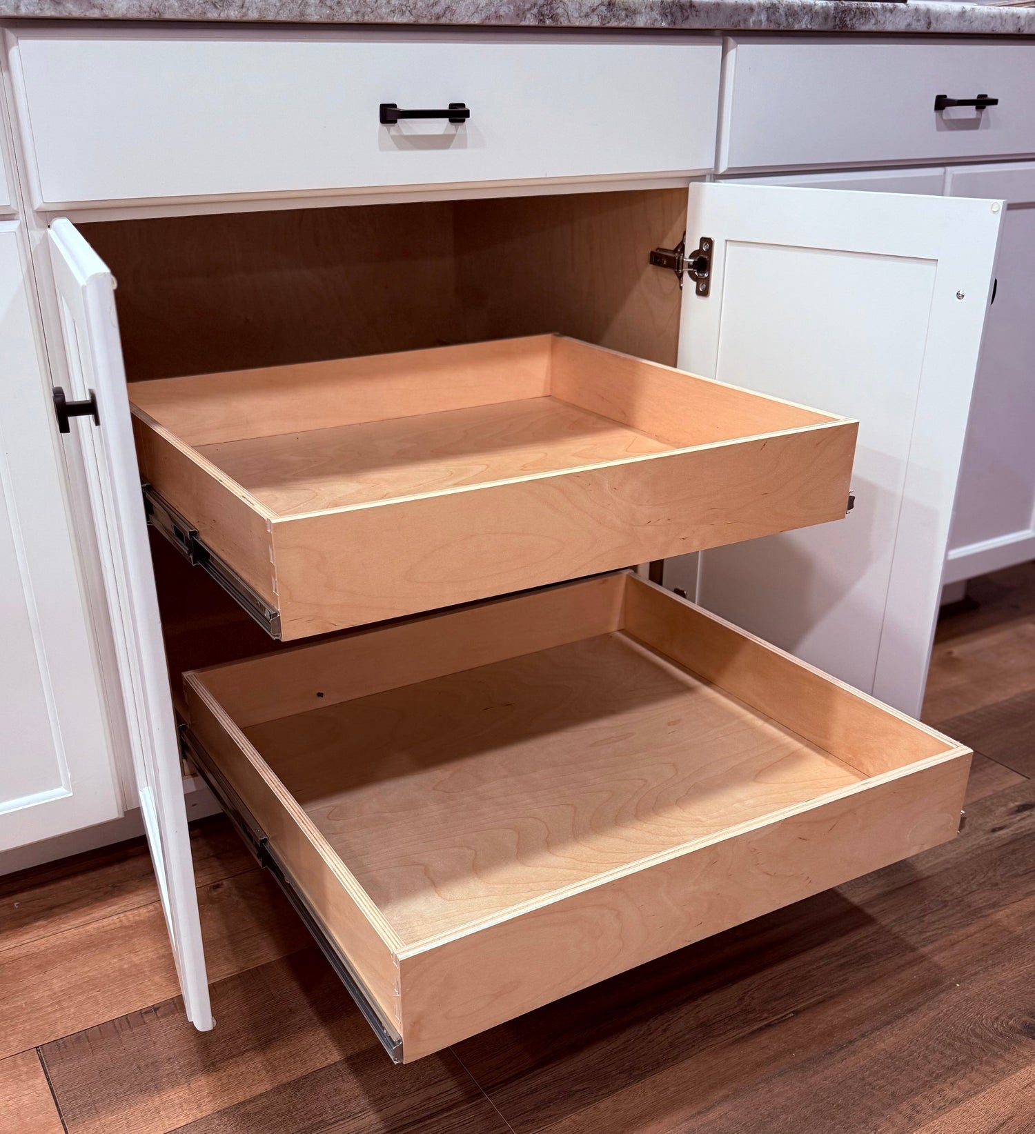 Double Slide-Out Drawers & Shelves